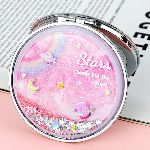 韩国时尚流沙镜创意双面镜梳妆镜