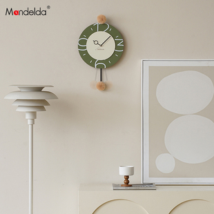 Mandelda免打孔钟表挂钟客厅轻奢简约2025新款 创意挂墙艺术时钟