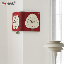 Mandelda免打孔简约创意双面钟表客厅挂钟现代拐角钟挂墙转角时钟