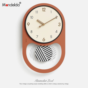 Mandelda免打孔现代简约家用钟表挂钟客厅装 客厅时钟 饰品2026新款