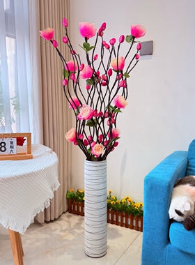 仿真玫瑰花束客厅装饰花瓶摆件 现代简约手工DIY假花艺叶脉花装饰