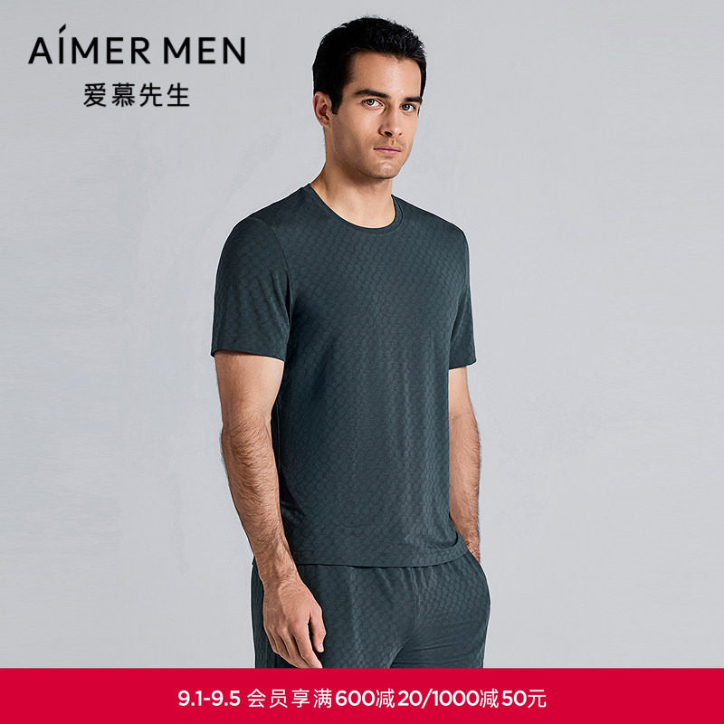 爱慕先生25夏季1号凉感舒适服睡衣男士圆领套头短袖家居NS41M061图片
