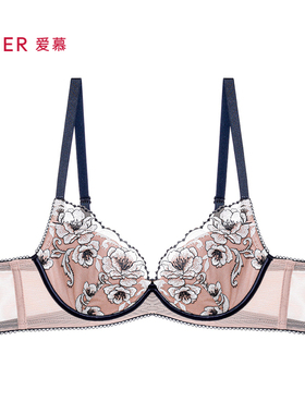 爱慕24SS繁花内衣女3/4薄杯无纺布大胸聚拢文胸AM12A481