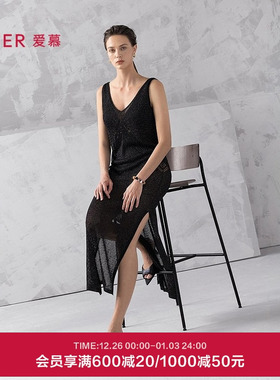 爱慕希腊之约女士海边休闲沙滩裙性感v领长裙25夏AM60B301