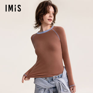 上衣IM72BVD1 爱美丽撞色美拉德磨毛圆领长袖