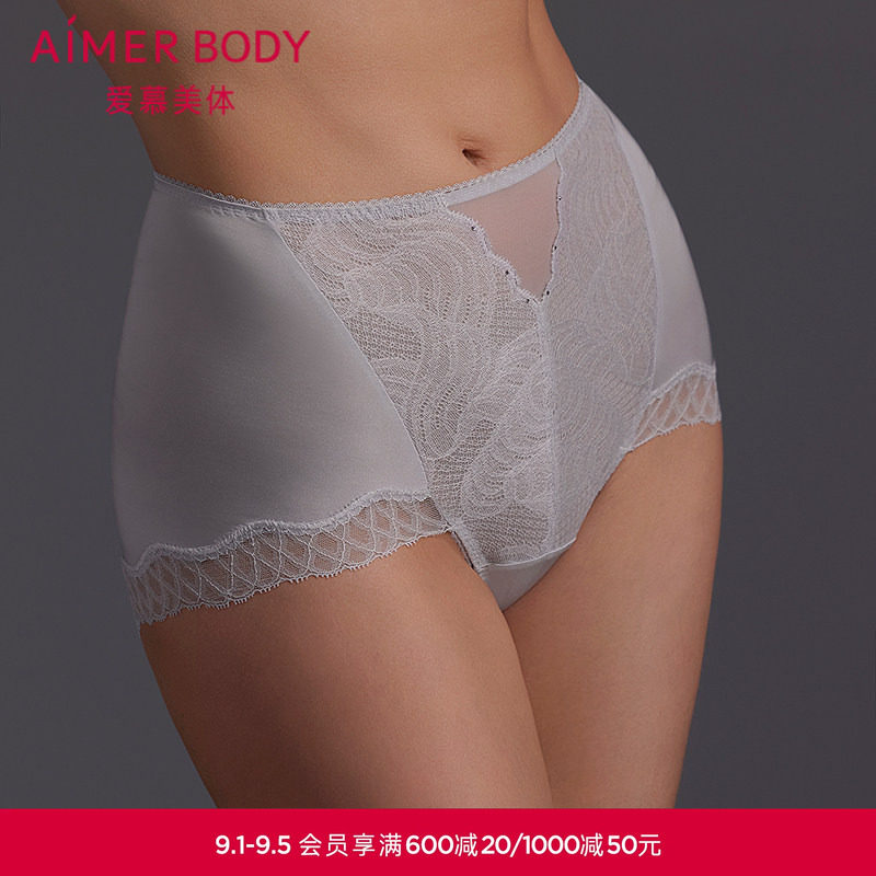 爱慕美体芳菲内裤女棉质里裆性感蕾丝高腰平角裤AD230601图片