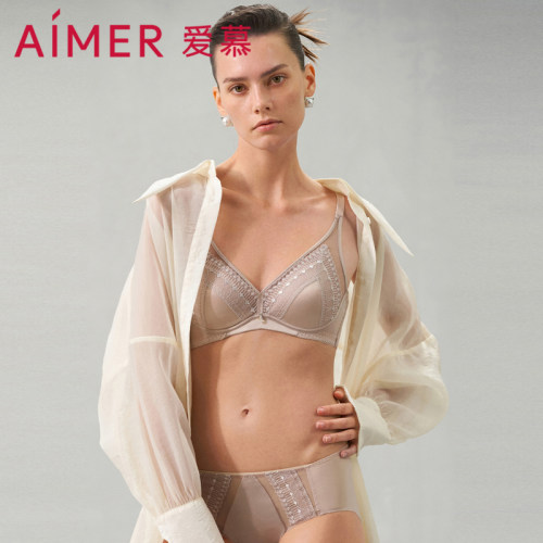 爱慕浪漫律动内衣女软托三角薄模杯隐孔杯小胸聚拢文胸AM119321