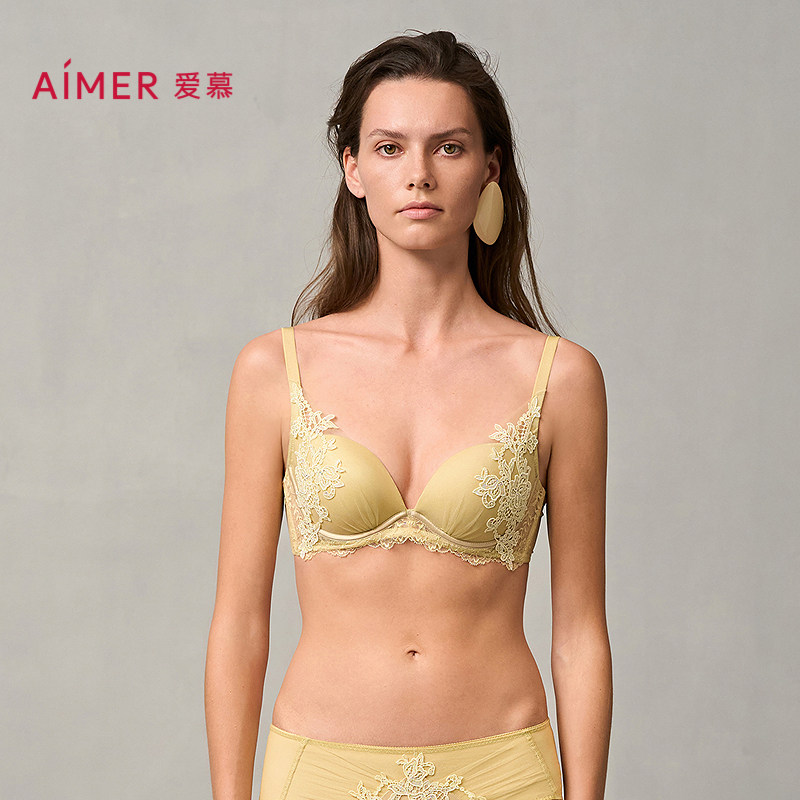 爱慕盛世繁花内衣女3/4水袋模杯中厚杯小胸聚拢刺绣文胸AM14A101