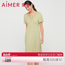 可外穿蕾丝深V领家居服胖MM大码 爱慕睡衣女夏季 短袖 睡裙AM447131