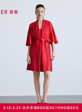 爱慕25秋冬新款睡衣女好事将近本命年红品睡袍结婚AM48B601