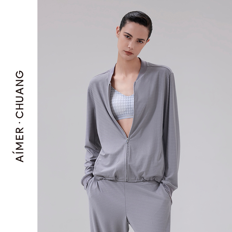 爱慕·CHUANG岛屿7睡衣女腈莫提花罗纹圆领薄款家居上衣CA451951