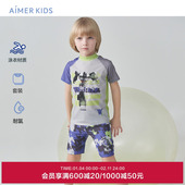 爱慕儿童男孩男童男生变形金刚IP高弹耐氯夏季 游泳衣套装 短袖 短裤