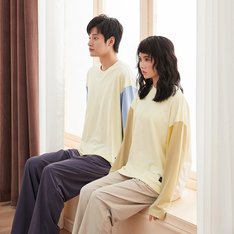 乎兮怡馨男女通版圆领长袖分身家居套装HX462142