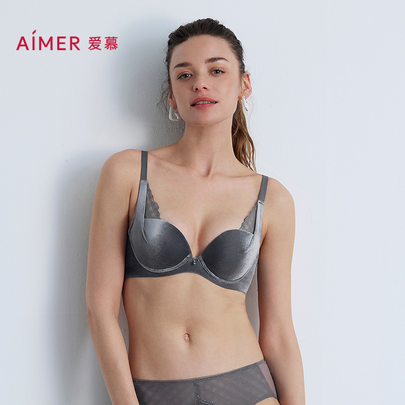 爱慕丝绒格调内衣女3/4加厚模杯隐孔小胸聚拢文胸AM14B621
