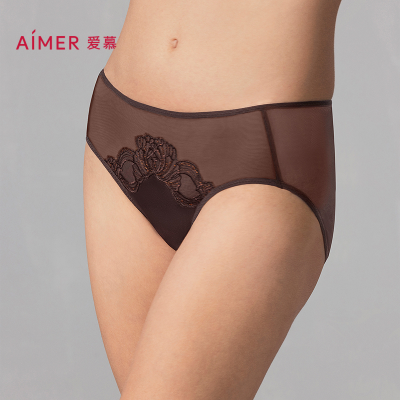 爱慕星海2025夏季内裤女棉质抗菌底裆性感蕾丝中腰平角裤AM23A941