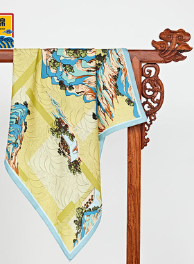 爱慕皇锦真丝围巾桑蚕丝方巾-丝路山水嘉峪关HL31066