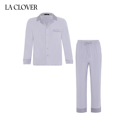 兰卡文(LA CLOVER)清溪花影系列男士分身家居套装翻领长袖LC46YS2