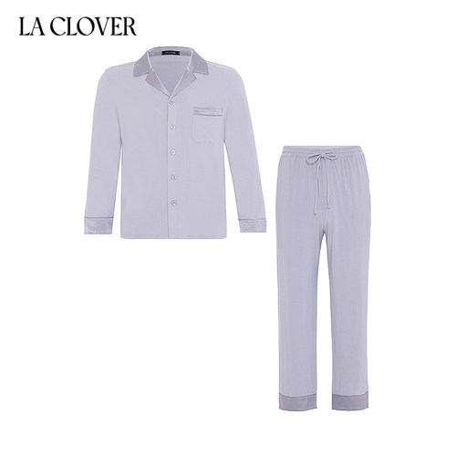 兰卡文(LA CLOVER)清溪花影系列男士分身家居套装翻领长袖LC46YS2