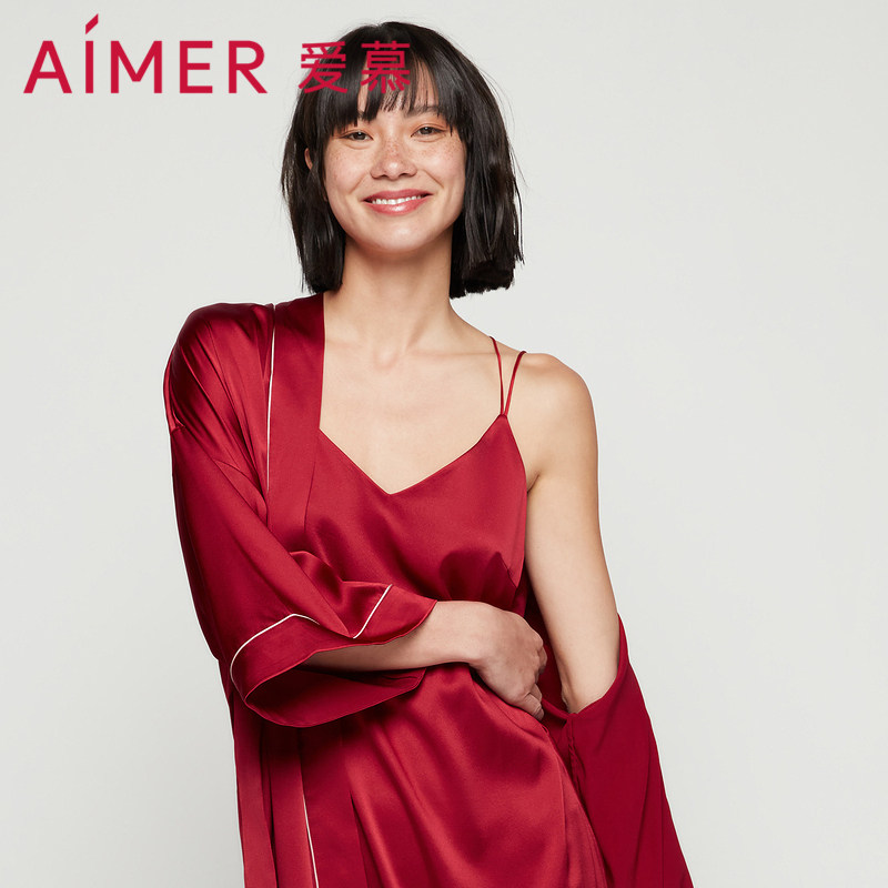 aimer丝享家系带中长睡袍AM485571