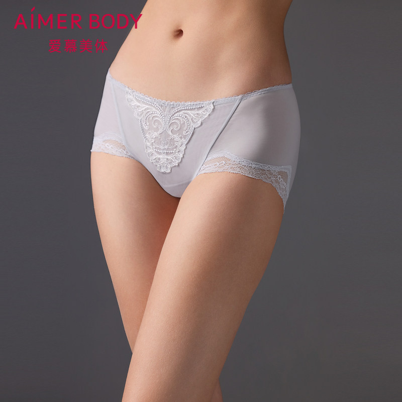 爱慕美体微雨斓姗内裤女性感蕾丝高腰平角裤AD230501
