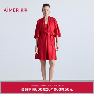 爱慕25秋冬新款 睡衣女好事将近本命年红品睡袍结婚AM48B601