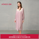 爱慕24秋冬睡美人睡衣女长袖 带胸垫舒适莫代尔秋冬家居服睡裙