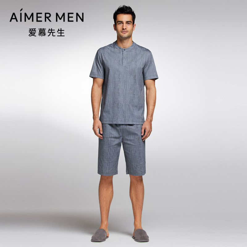 爱慕先生23S舒爽棉麻夏季薄款睡衣男士可外穿家居短裤NS42J742