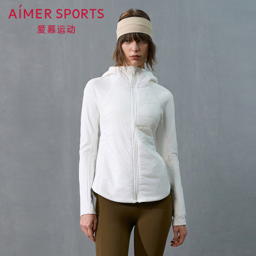 爱慕运动秋日向暖24秋冬女士外穿带帽拉链薄棉服AS144T61