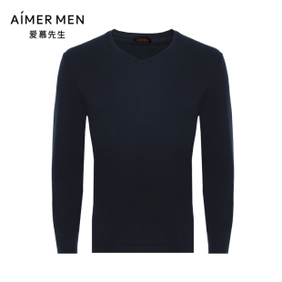双层加厚 保暖衣NS72K472 爱慕先生燚暖衣男含山羊绒24秋冬V领长袖