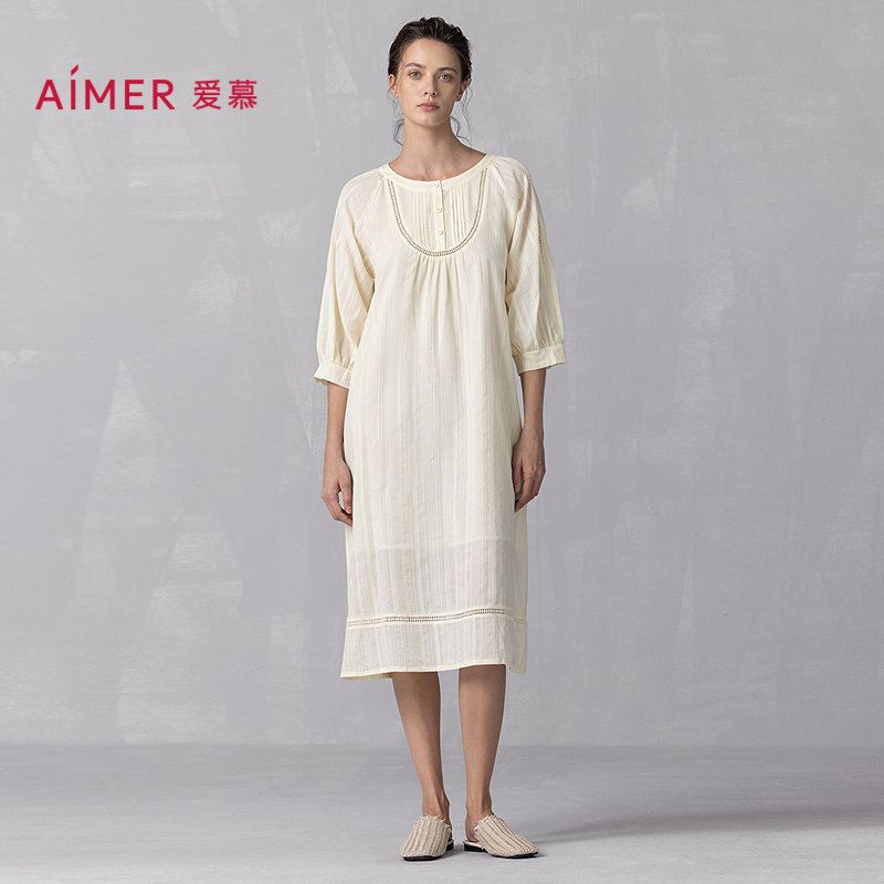 爱慕25SS花蕊中袖长睡裙AM44A891