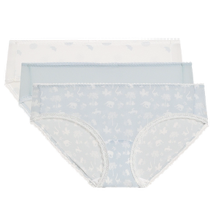 【3件包】爱慕内裤女轻薄棉质底裆蕾丝花边中腰平角裤AM238611