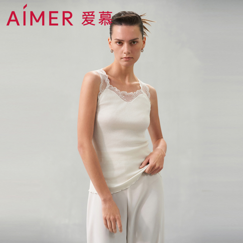 爱慕丝丝惬语打底女士春夏含桑蚕丝棉针织宽肩方领背心AM729311