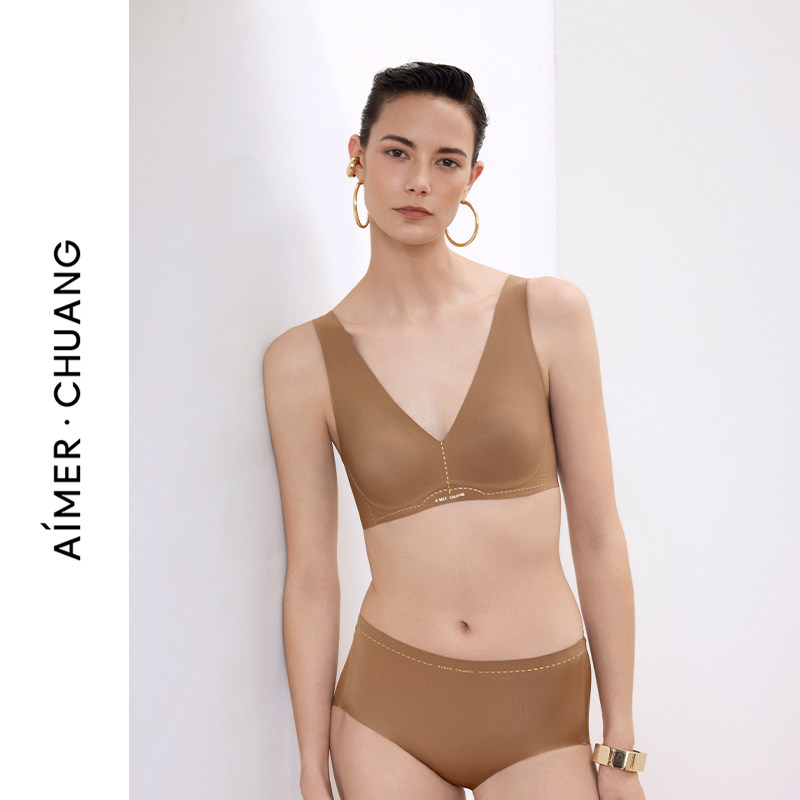 AIMER CHUANG溯源5内衣女V领软钢圈薄杯宽肩带背心式文胸CA131991