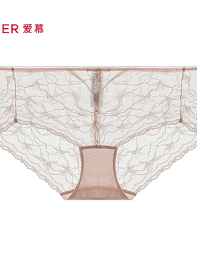 爱慕26春夏内裤女蕾丝小裤棉质里裆中腰平角裤AM23C931
