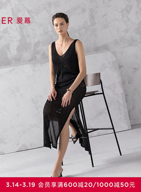 爱慕希腊之约女士海边休闲沙滩裙性感v领长裙25夏AM60B301