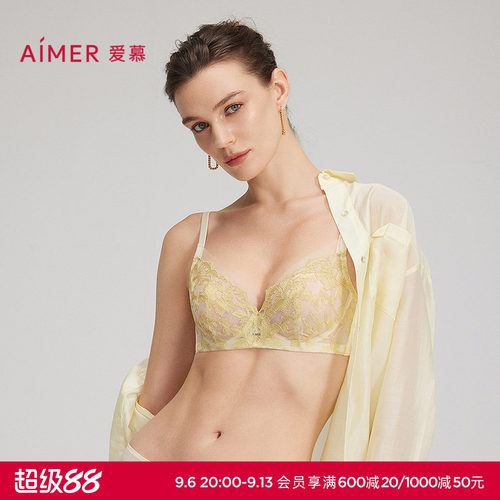爱慕夏季花间绮梦内衣女3/4薄杯蕾丝大胸显小文胸AM13C211