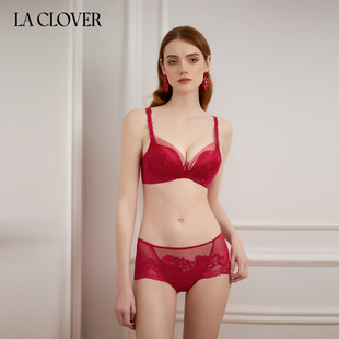 兰卡文挚爱时刻系列中腰平角裤红色内裤轻奢蕾丝性感LC23YR1
