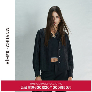 外套CA811283 长袖 AIMER CHUANG穿梭6外穿女复合花面休闲翻领短款