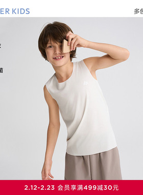 爱慕儿童奶皮衣春夏净痕抗菌中性男女孩宽肩背心AK211G821合