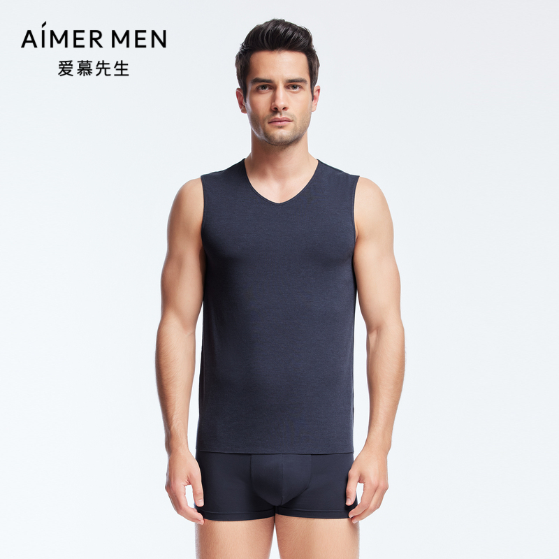 爱慕先生秋冬季保暖内衣男士含山羊绒净痕打底衣背心上衣NS72J272