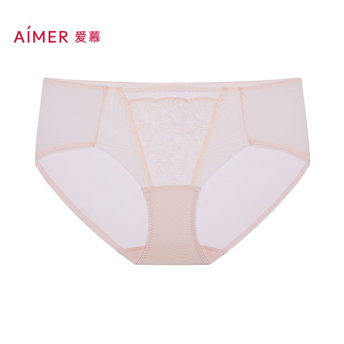 爱慕梦境花园内裤女棉质底裆性感蕾丝中腰平角裤AM23B551