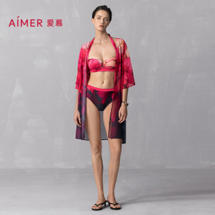 爱慕25SS花颜泳装女士海边沙滩温泉性感比基尼套装AM67A901