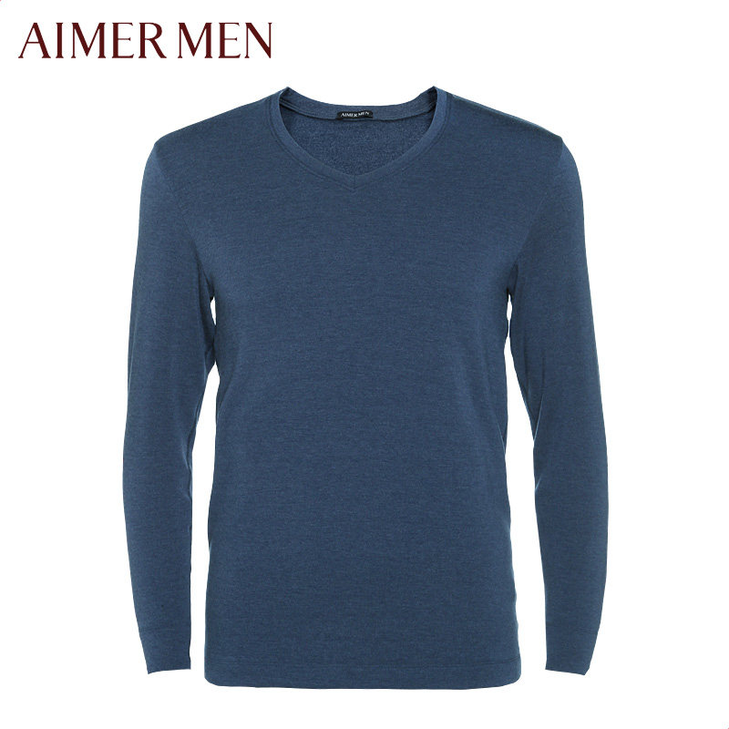 AIMER LOVES MENS WARM UNDERWEAR GENUINE SKIN-FRIENDLY WARM VELVET V-NECK CASHMERE THICKENED TOP NS72J11