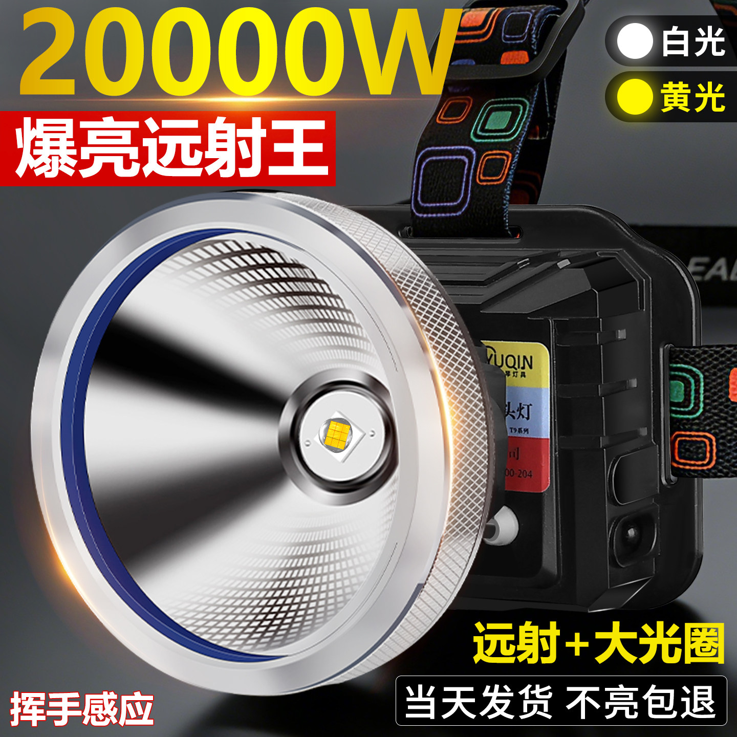 头灯超长续航2026新款强光超亮感应钓鱼工地充电户外头戴式照明灯