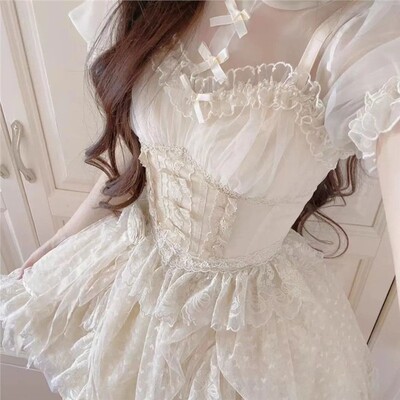 梦境芭蕾JSK吊带裙子温柔纯欲氛围芭蕾提花Lolita连衣裙全款现货