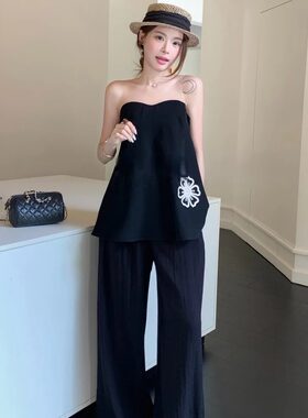 气质姐妹聚会款透视网纱中重工刺绣花朵背心