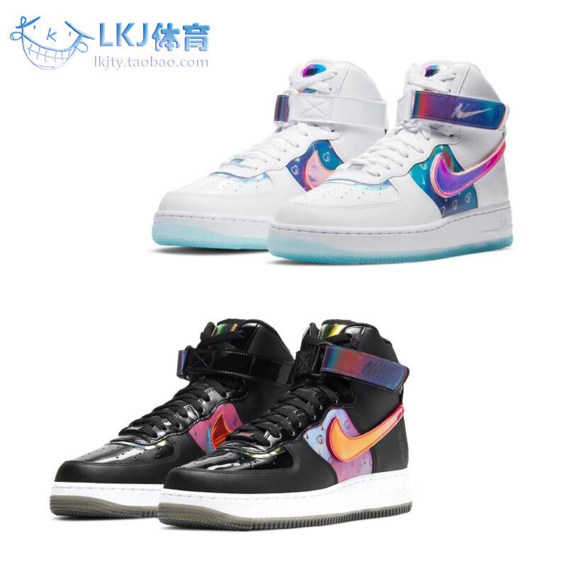 nike air force 1 af1 黑白镭射 电玩 高帮空军一号 dc2111-191