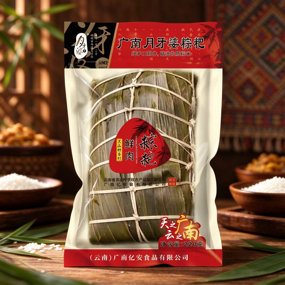 月牙婆云南文山端午灰粽子广南壮族肉粽黑粽粑蛋黄鲜肉黑粽子真空