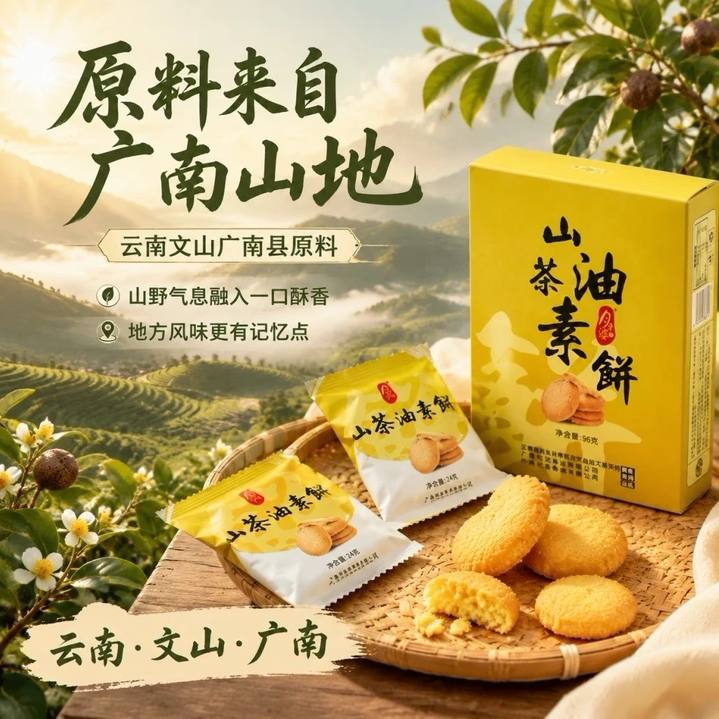 月牙婆云南文山广南手工小饼山茶油素小月饼非遗传统糕点酥香可口