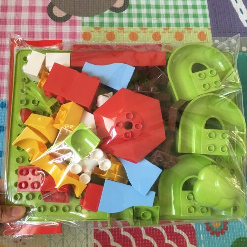 三佳袋装大颗粒女孩益智动物积木